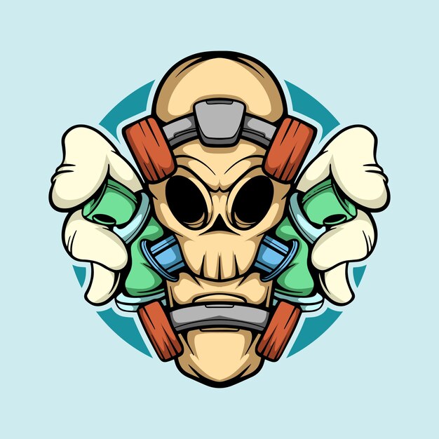ILLUSTRAZIONE SKATEBOARD E TESTA DEL TESCHIO