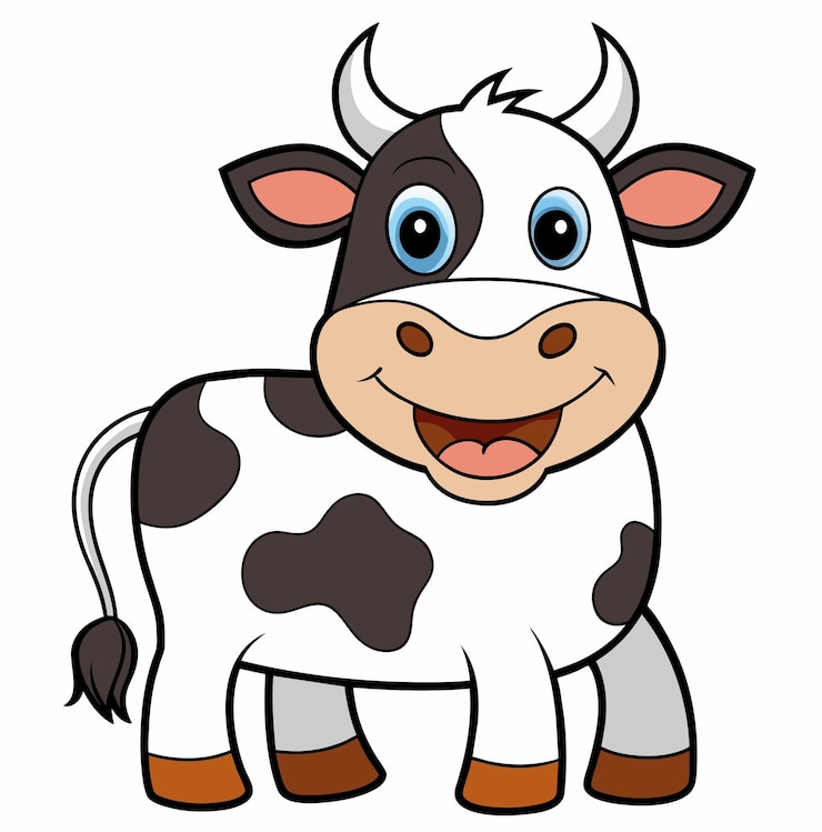 Vettore illustrazione sorridente di vettore del fumetto della mucca