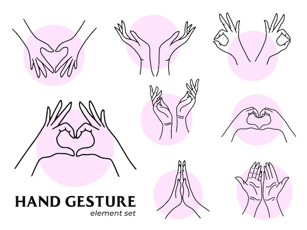 Illustrazione stabilita di gesto della mano della ragazza delle donne