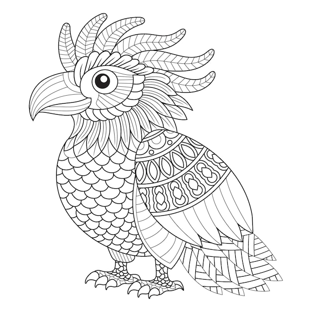 Illustrazione stilizzata di Bird Line Art per colorare