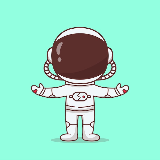 Illustrazione sveglia del fumetto di vettore della mano d'ondeggiamento dell'astronauta