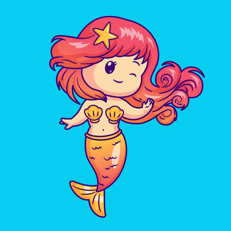Illustrazione sveglia dell'icona di vettore del fumetto di nuoto della sirena della ragazza. Concetto dell'icona della natura della gente isolato