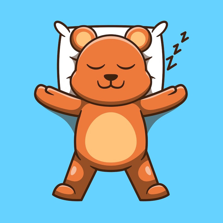 Vettore illustrazione sveglia di vettore del fumetto di sonno del carattere dell'orso