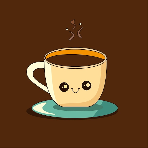 Illustrazione sveglia di vettore della tazza di caffè divertente