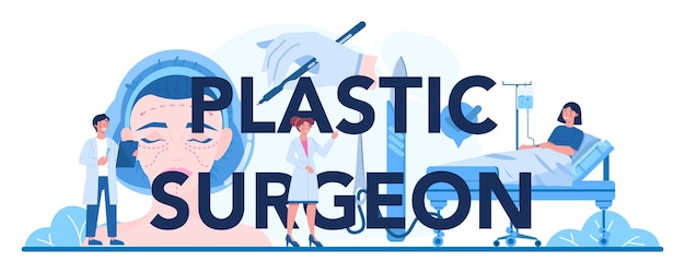 Illustrazione tipografica dell'intestazione del chirurgo plastico