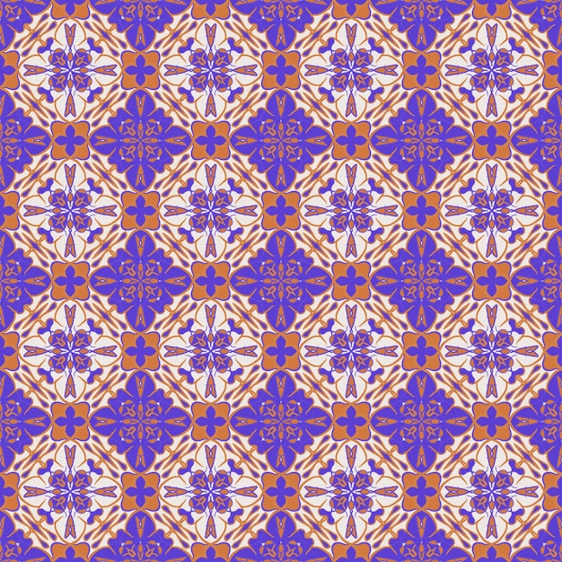 Illustrazione variopinta del fondo del modello della mandala senza cuciture dell'estratto del fiore dell'oro e della viola bella