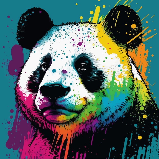 Illustrazione variopinta di vettore del panda in stile pop art