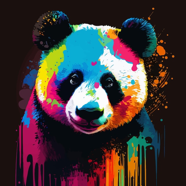 Illustrazione variopinta di vettore del panda in stile pop art