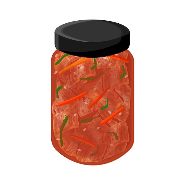 Illustrazione Vectorization Logo Clipart Kimchi fermentato in un barattolo di vetro