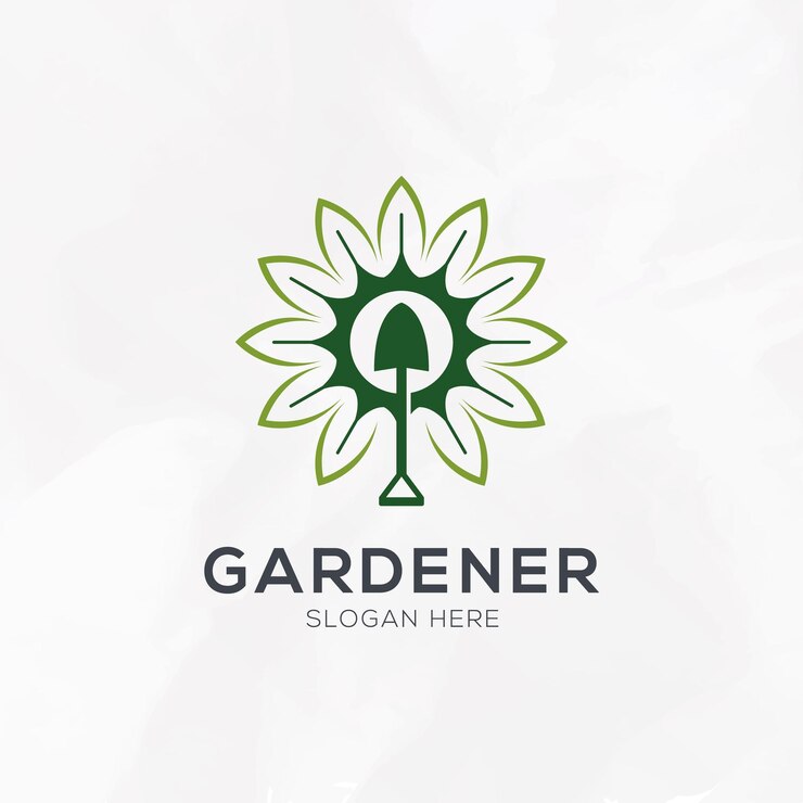 Illustrazione verde di vettore del modello di logo dell'ambiente del giardiniere