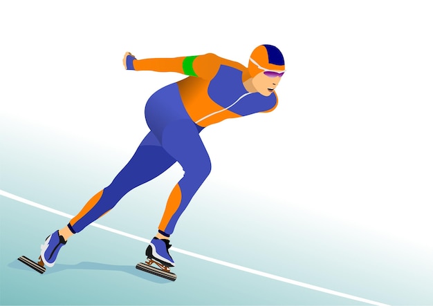 Illustrazione vettoriale 3d del corridore di pattinaggio di velocità