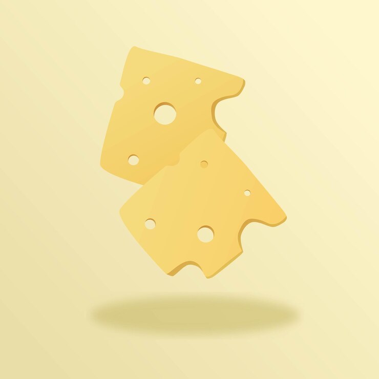 Illustrazione vettoriale 3d di formaggio a fette