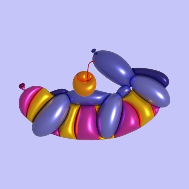 Illustrazione vettoriale 3D di un cane con un palloncino cane che nuota