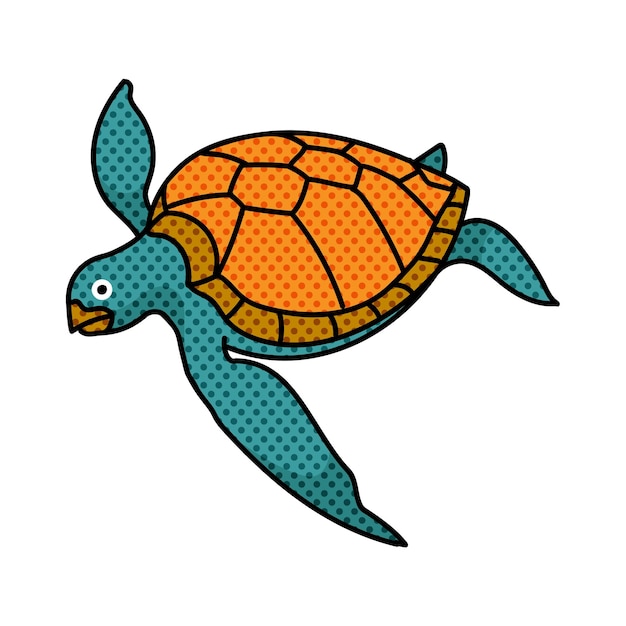 illustrazione vettoriale a colori disegnata a mano a mezza tonalità della tartaruga marina