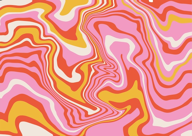 Illustrazione vettoriale a colori piatto stile ricciolo psichedelico stile ss liquido groovy sfondo trippy stile ss