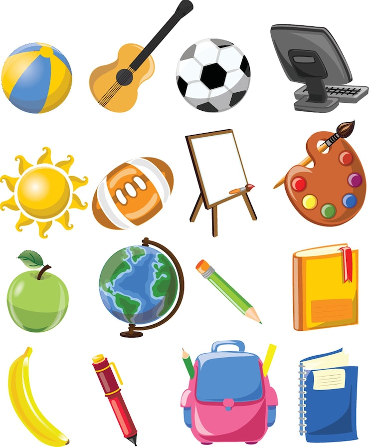 Vettore illustrazione vettoriale a colori sfondo del banner disegno schizzo elemento dell'educazione disegnato a mano per tornare al set di icone della scuola modello per la scuola disegnare in stile cartone animato