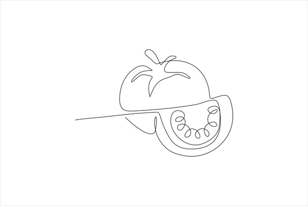illustrazione vettoriale a linea continua del frutto del pomodoro