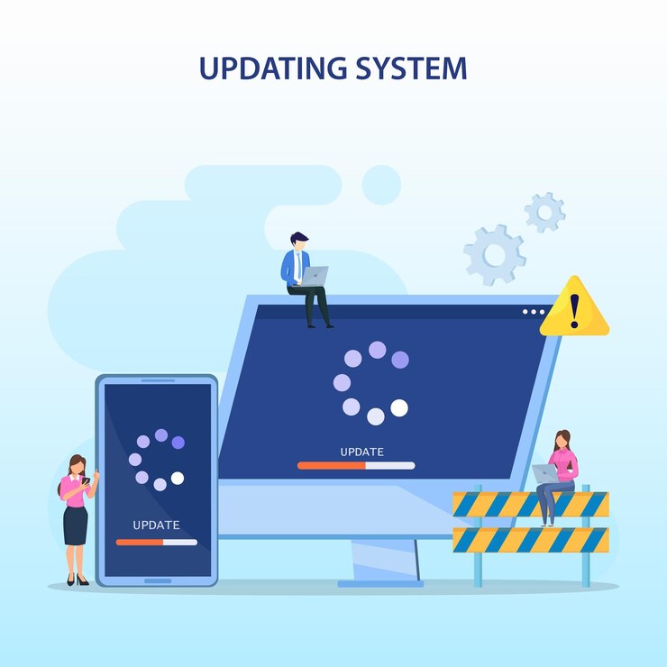 illustrazione vettoriale Aggiornamento del sistema Aggiornamento del software e programma di installazione