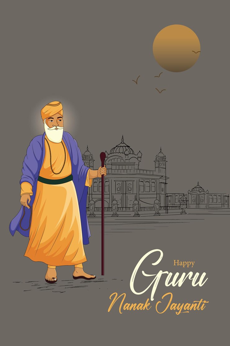 Vettore illustrazione vettoriale banner o poster astratto innovativo per guru nanak jayanti o guru parv con n
