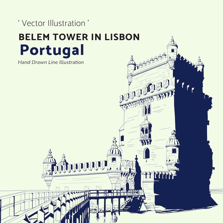 Vettore illustrazione vettoriale belem tower in lisbone portogallo
