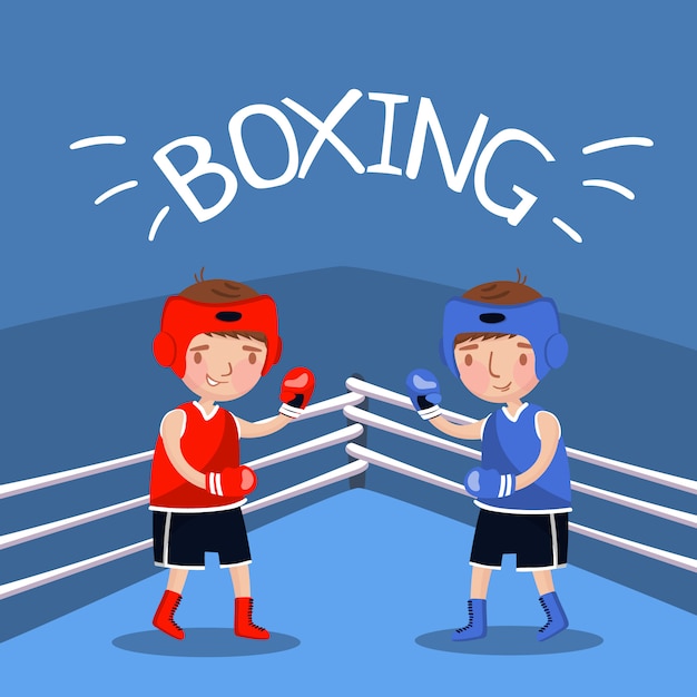 Illustrazione vettoriale, boxe match stile cartoon