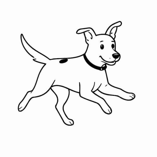 Illustrazione vettoriale carina Disegno di cane per bambini piccoli attività di colorazione
