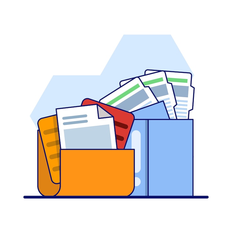 Vettore illustrazione vettoriale cartella con documenti o gestione di file amministrazione o archiviazione dei dati