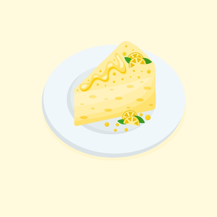 Vettore illustrazione vettoriale cheesecake al limone deliziosa torta