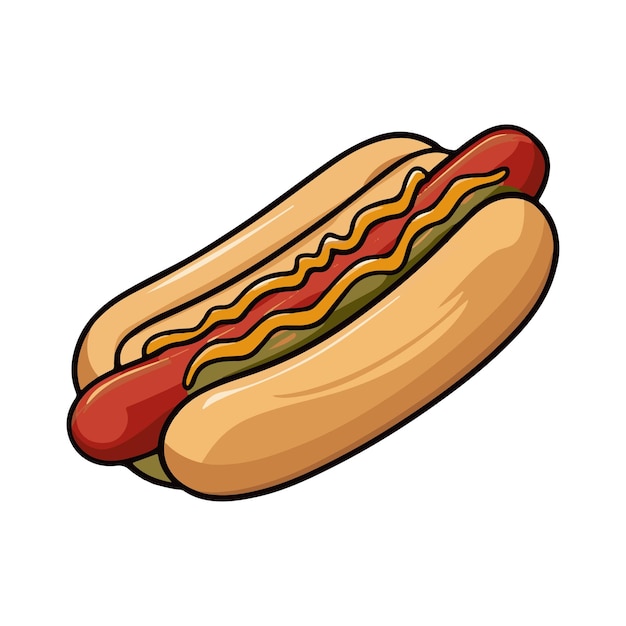 Illustrazione vettoriale classica dell'hot dog con senape e salsa