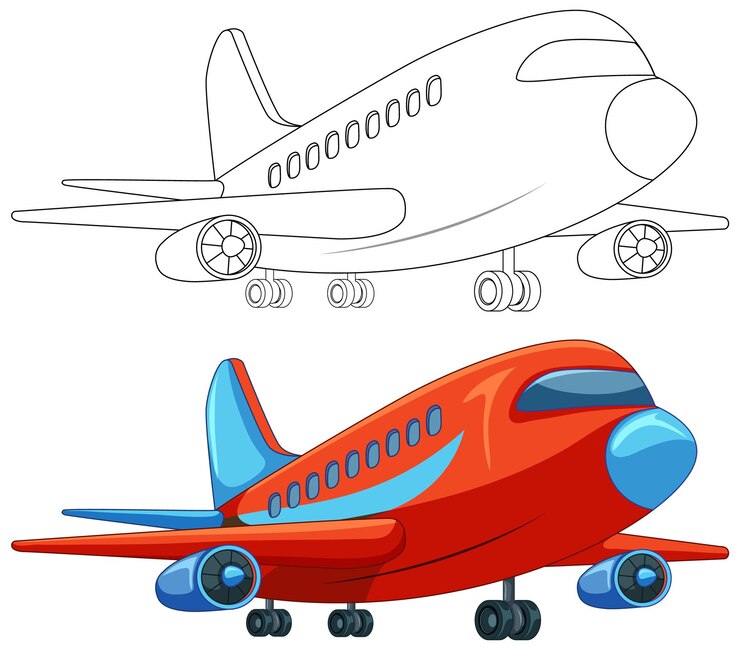 Vettore illustrazione vettoriale colorata dell'aereo