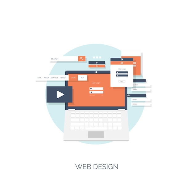Illustrazione vettoriale computazione piatta background programmazione codifica sviluppo web e ricerca SEO
