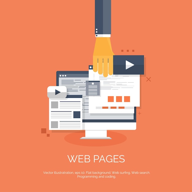 Illustrazione vettoriale computazione piatta background programmazione codifica sviluppo web e ricerca SEO