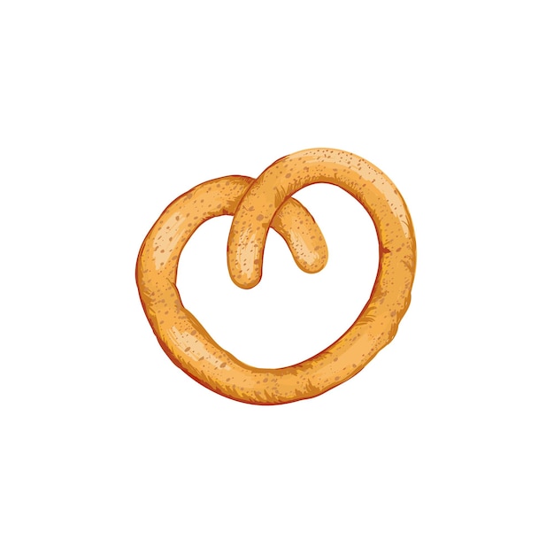 Illustrazione vettoriale con pretzel tedesco in uno stile piatto. Simbolo di pane sano e tradizionale isolato su sfondo bianco. Per una panetteria o un mercato, sagra del cibo