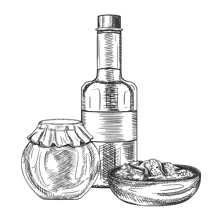 Vettore illustrazione vettoriale con salse di pomodoro barattoli di vetro e piatti utensili da cucina strumenti piatti ingredienti