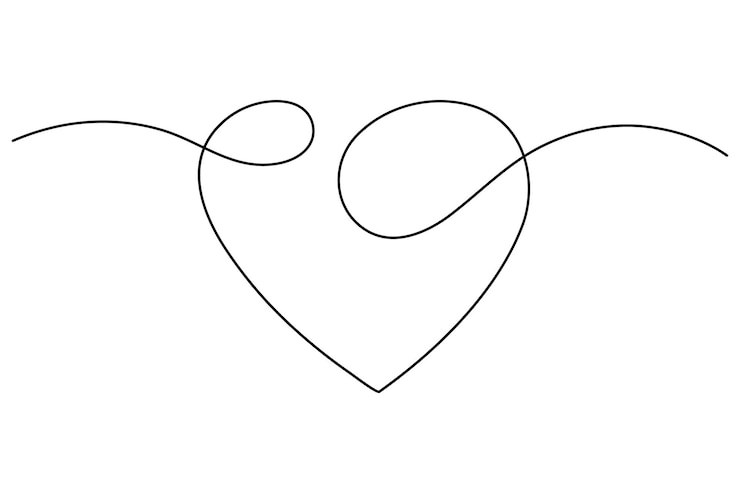Vettore illustrazione vettoriale continua disegno artistico di una linea del design del cuore del contorno