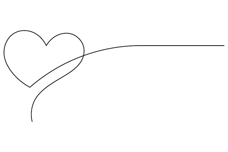 Vettore illustrazione vettoriale continua disegno artistico di una linea del design del cuore del contorno