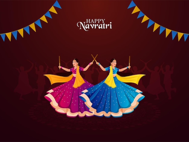 Illustrazione vettoriale creativa per la notte di dandiya