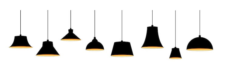 Vettore illustrazione vettoriale degli elementi della lampada a soffitto