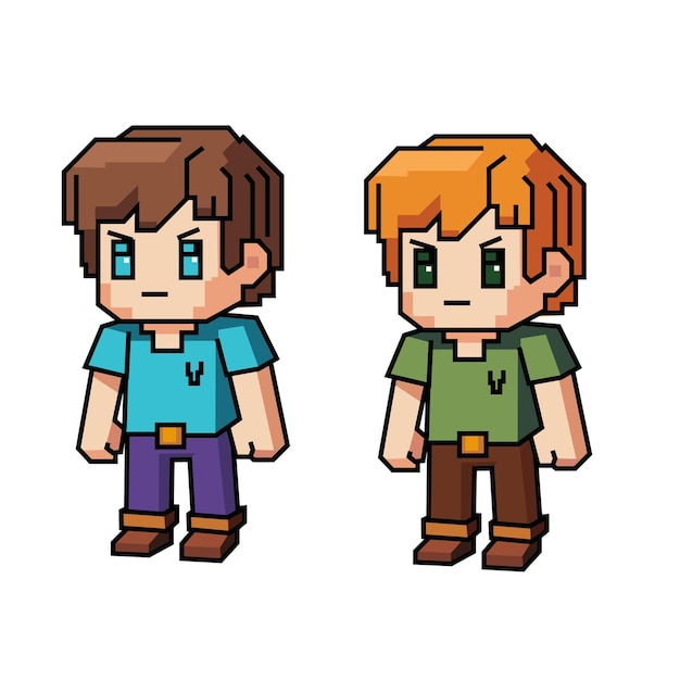 Illustrazione vettoriale dei personaggi pixel Il concetto di giochi di eroi Concetto di gioco