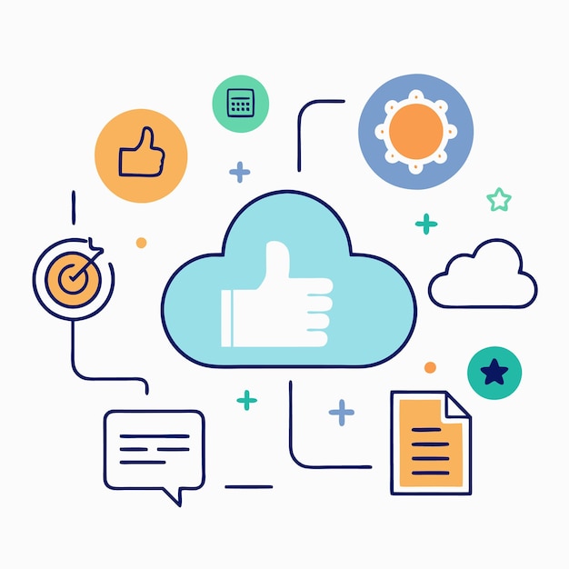 Illustrazione vettoriale dei servizi cloud infografici con la nuvola blu
