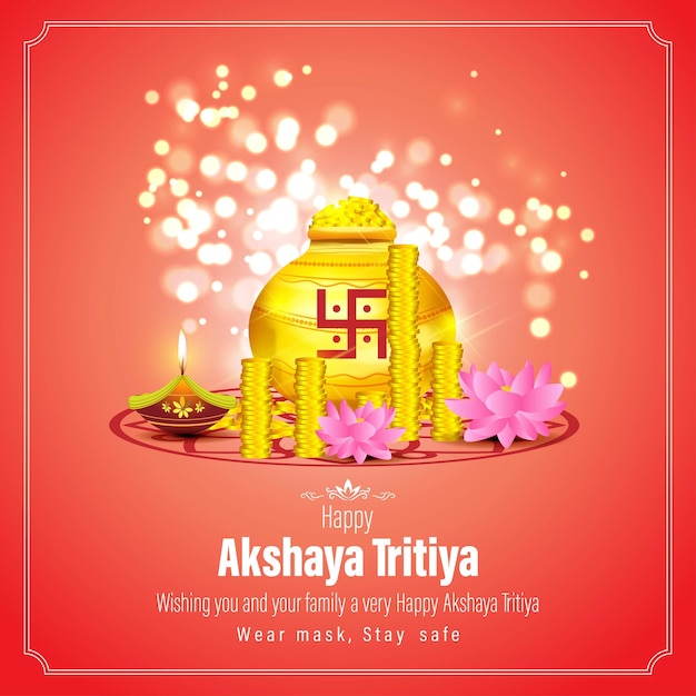 Illustrazione vettoriale del banner del festival Happy Akshaya Tritiya