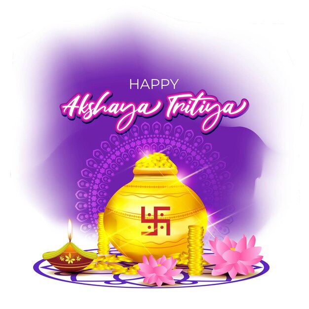 Illustrazione vettoriale del banner del festival Happy Akshaya Tritiya