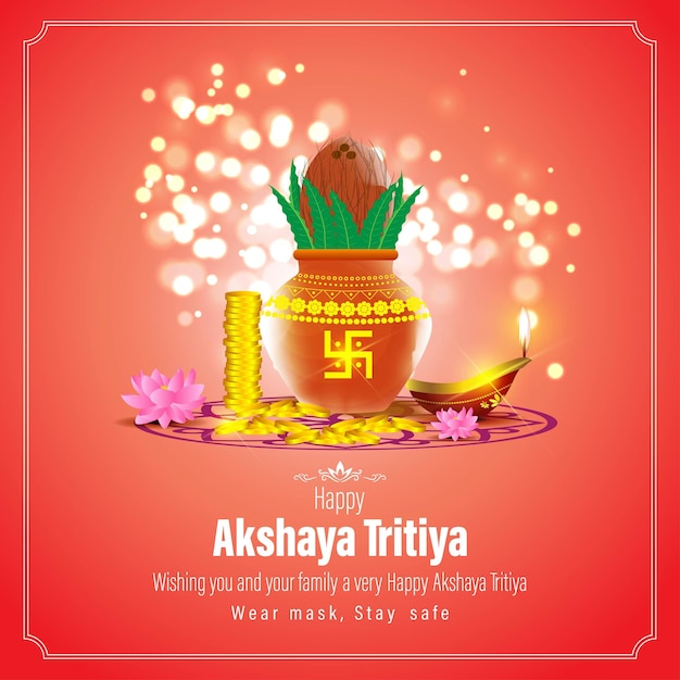 Illustrazione vettoriale del banner del festival Happy Akshaya Tritiya