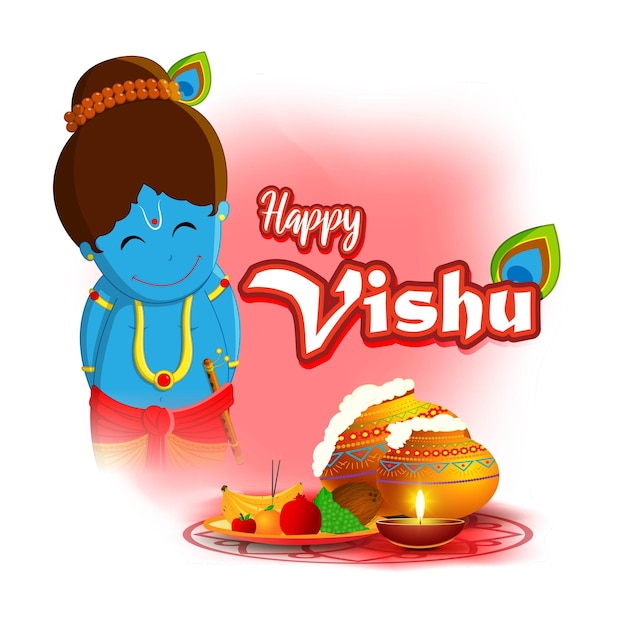 Illustrazione vettoriale del banner di concetto Happy Vishu