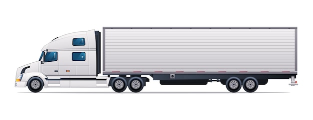 Illustrazione vettoriale del camion portacontainer Vista laterale del camion per la consegna del carico isolata su sfondo bianco