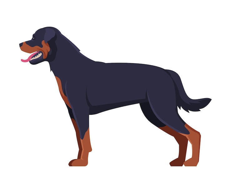 Vettore illustrazione vettoriale del cane di razza pura rottweiler