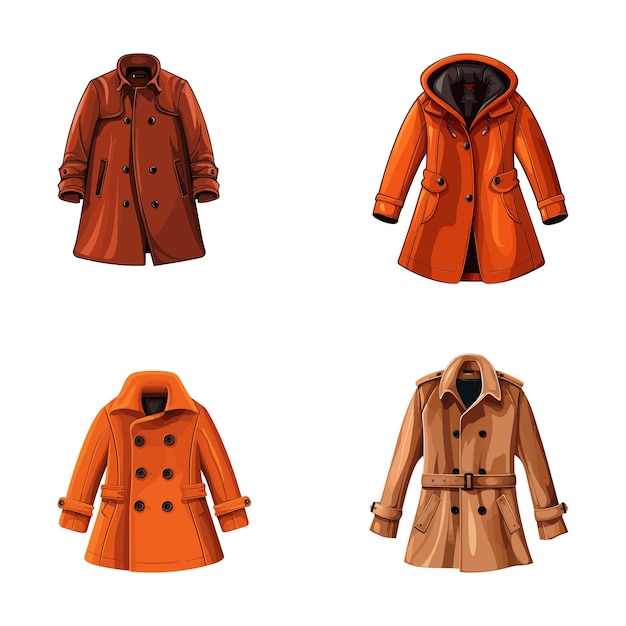 Illustrazione vettoriale del cappotto e del segno d'inverno Collezione di icone vettoriali di cappotti e cappotti per le scorte