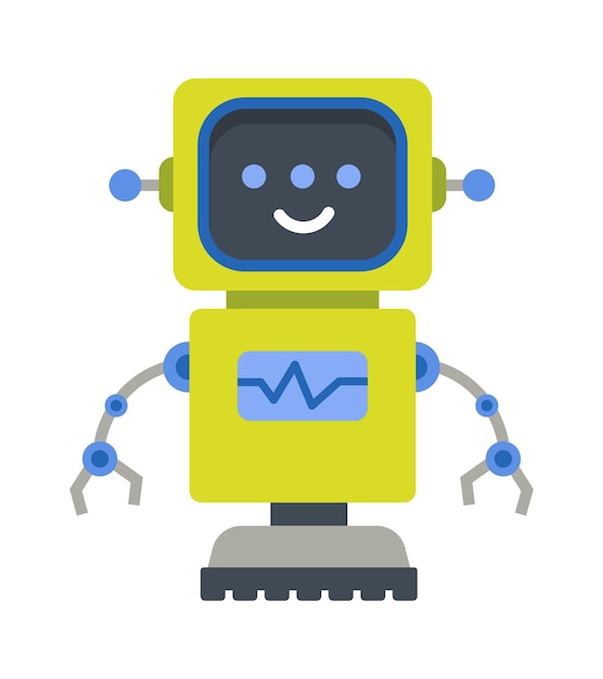 Illustrazione vettoriale del carattere del robot retrò del droide infantile