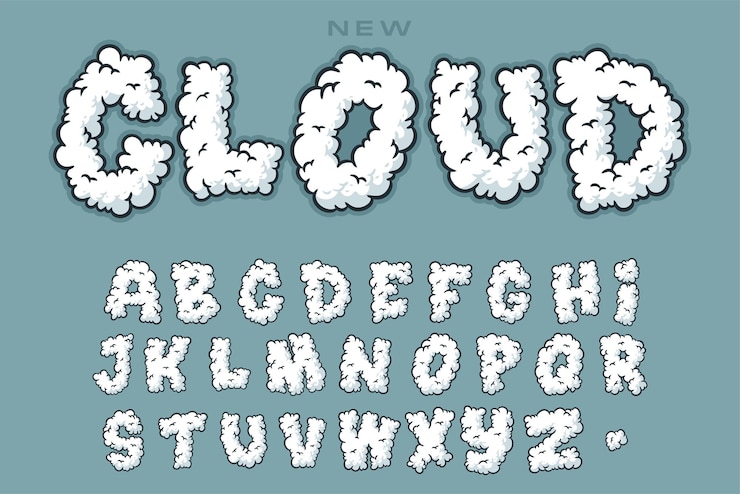 Vettore illustrazione vettoriale del cartone animato cloud alphabet