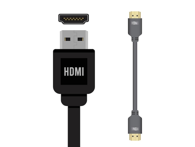 Illustrazione vettoriale del cavo HDMI su bianco